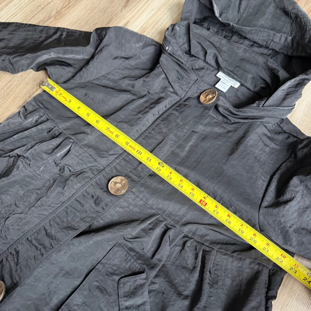 Vintage Dorman Black Hooded Babydoll Jacket Oversized Buttons Size L‎ - Picture 7 of 7